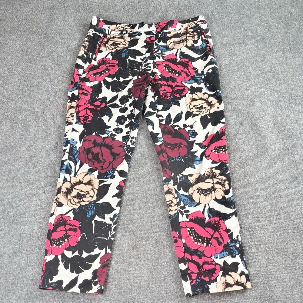Adrianna Papell Pants Women 12 Multicolor Floral Cropped Bohemian Cottagecore
